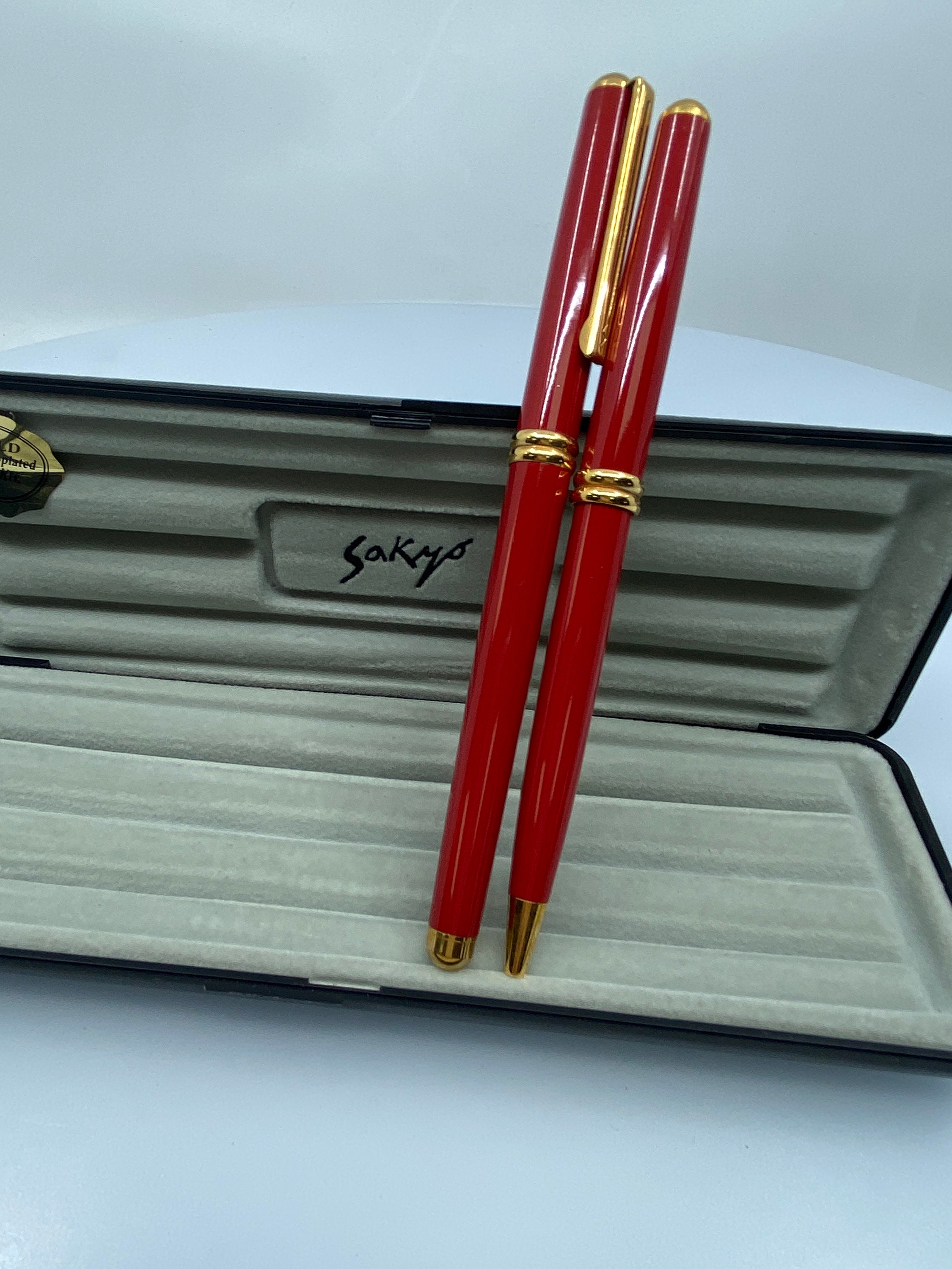 Sakyo 24金メッキボールペン＆万年筆（レッド） - 新品 - Etsy 日本