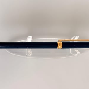 Vintage S.T. Dupont Classique Montparnasse Fountain Pen, Blue Chinese Lacquer & Gold Plated Trim, 18K Gold Nib, Luxury French Pen