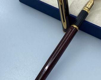 Stylo Plume Waterman CF Laque Rouge, Plume Or 18 Carats - Version Prestige Rare, D'occasion