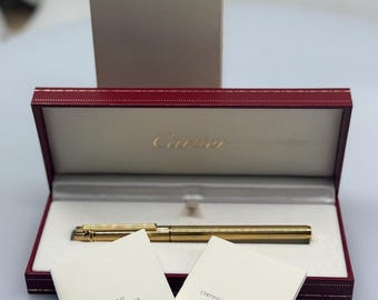 カルティエ Must de Cartier ゴールドボールペン 箱付き Bolígrafo Cartier Must De Cartier Plaqué Or G en Caja Original