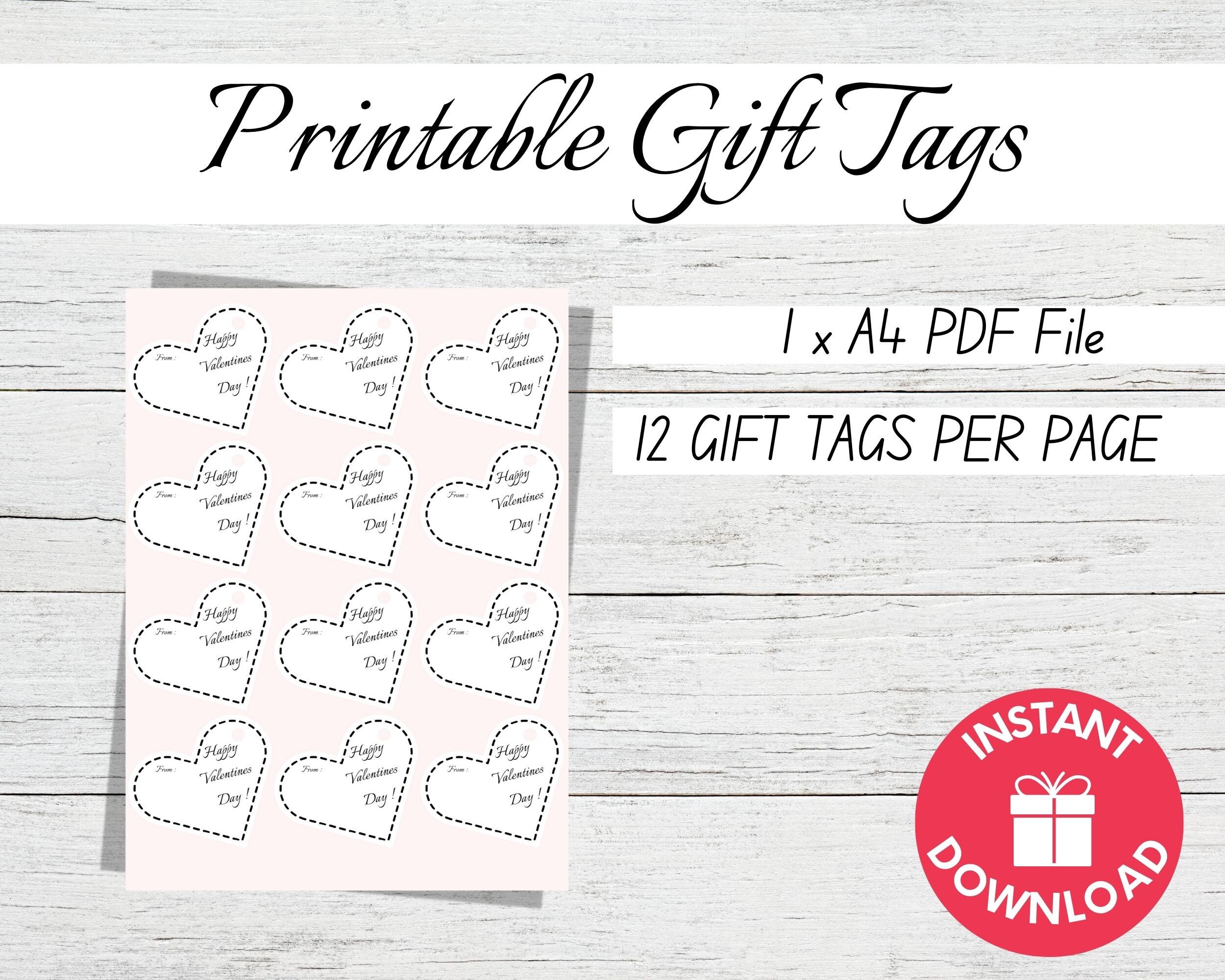 Printable Valentines Day Gift Tags, Happy Valentines Day, Digital ...