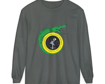 Insignia de manga larga con logo de cocodrilo/telescopio de la Sociedad Astronómica de los Everglades
