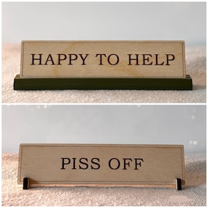 Double Sided Personalised Desk Name Plate, Funny Slogan Gift, Office Secret Santa Gift, Office Gift, Desk Accessories Gift, Funny Work Gift