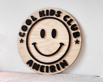 Cool Kids Club - Kids Room Wall Decor, Nursery, Playroom Decor, Wall Sign For Kids, Wall Art Decor, Personalised Wall Accessory For Kids