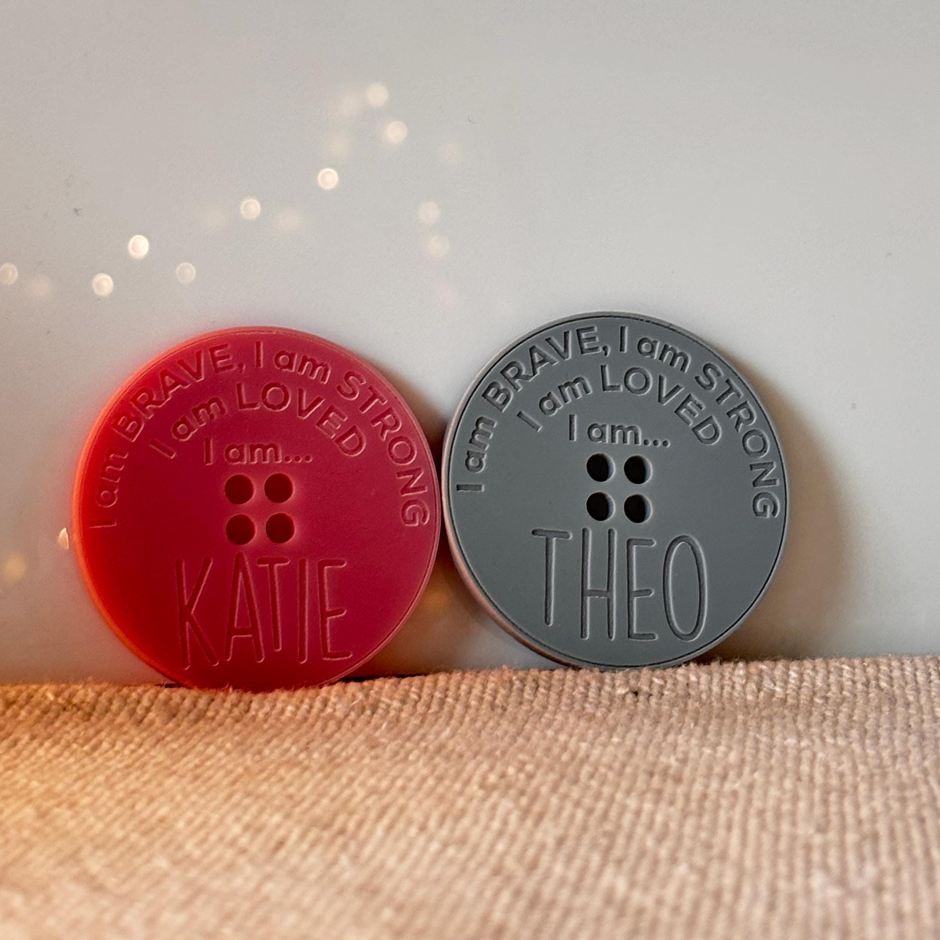 Brave Button, Personalised Wooden Brave Button, Worry Anxiety Token ...