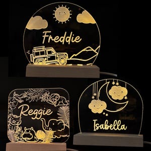 Aangepast nachtlampje maan en ster, gepersonaliseerd nachtlampje wolken met naam, nachtlampje babyslaapkamer, cadeau pasgeborene, moeder cadeaus, inrichting kinderkamer