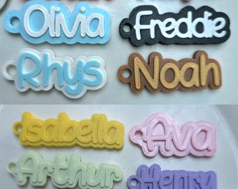 Personalised 3D Printed Keychain: School Bag Name Tag, Custom Name Keyring