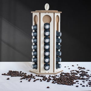 Coffee pod holder drawer, Coffee machine stand, Pod and capsule organizer box, Artisan coffee dispenser, Personalized drawer