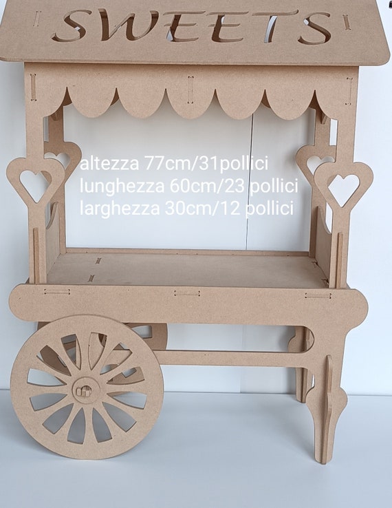 Wooden Cart for Displaying Sweets Cakes Wedding Favors Home