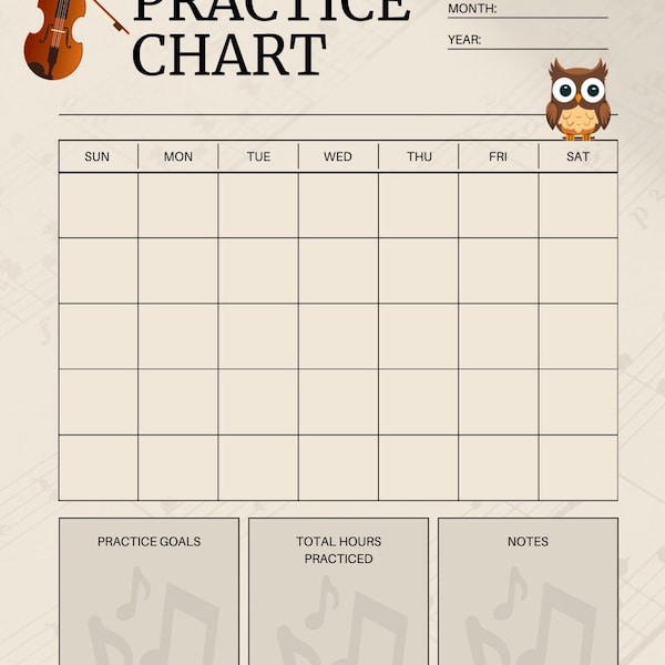 Violin Daily Practice Chart for Suzuki Violin Students