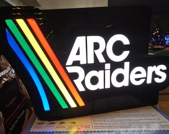 Retro-Style ARC Raiders LED Lightbox – Custom Gaming Desk Decor | RGB Backlit Sign | Gamer Gift | Streamer Room Decor