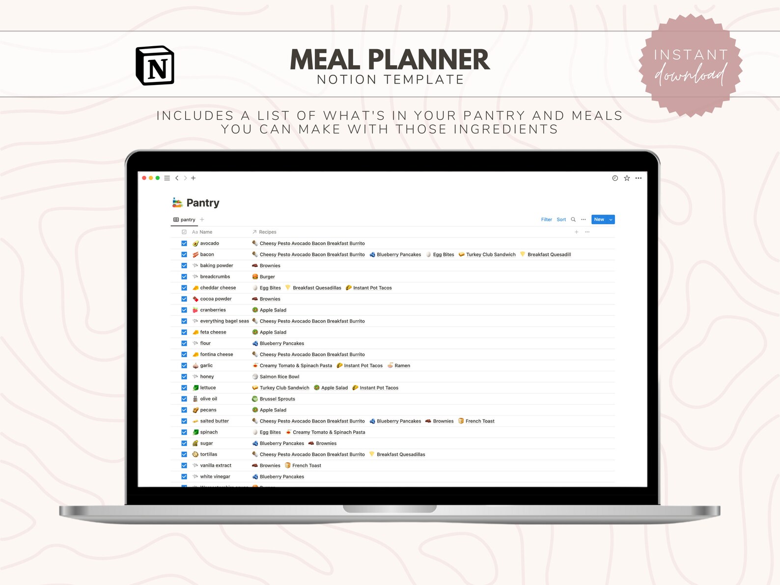 Notion Meal Planner Template // Meal Planning Dashboard Meal Planner