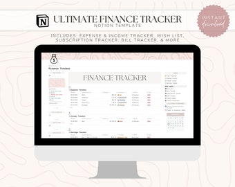 Notion Ultimate Finance Tracker Template | Finance Dashboard | Expenses Tracker | Notion Finance Planner | Notion Template