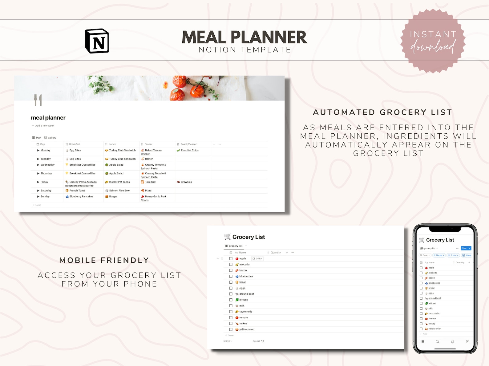 Notion Meal Planner Template // Meal Planning Dashboard | Meal Planner ...