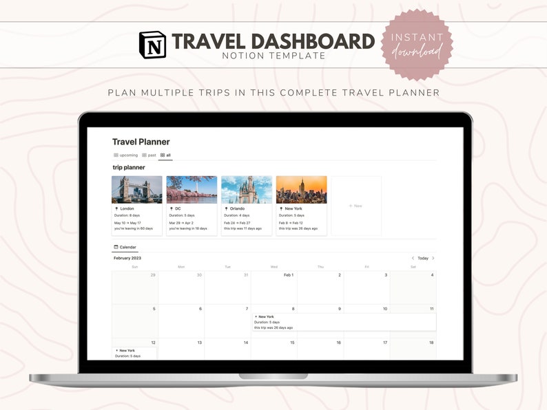 Notion Ultimate Travel Planner Template Travel Dashboard Expenses