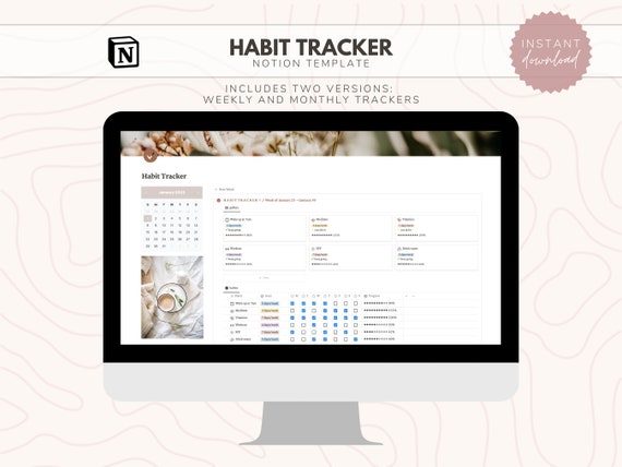 Notion Habit Tracker // Notion Dashboard | Notion Templates | Digital Habit Tracker
