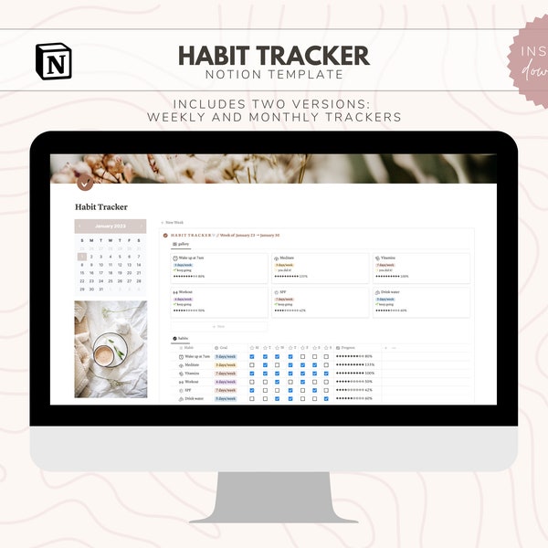 Notion Habit Tracker // Notion Dashboard | Notion Templates | Digital Habit Tracker