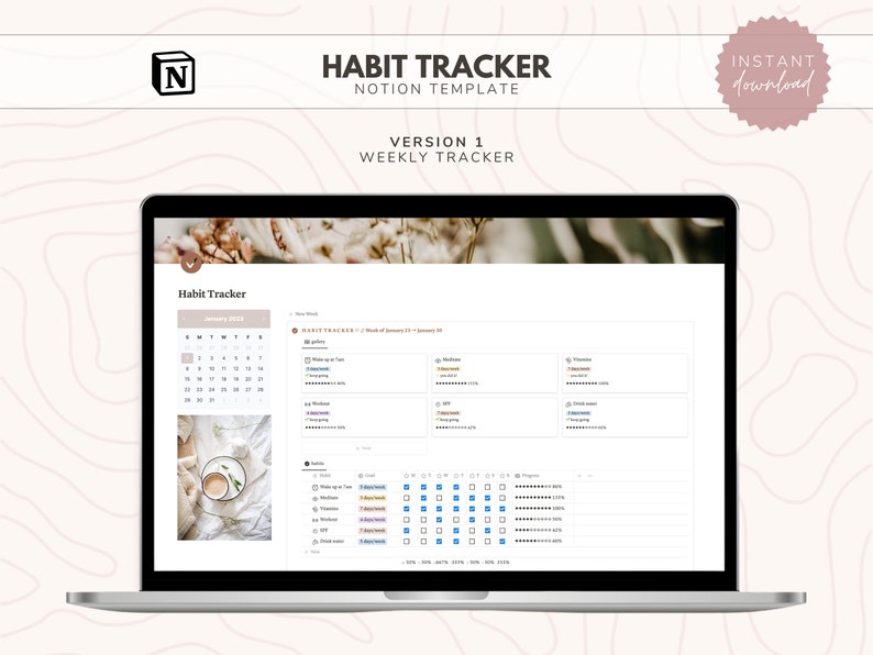 Notion Habit Tracker // Notion Dashboard | Notion Templates | Digital Habit Tracker image 2