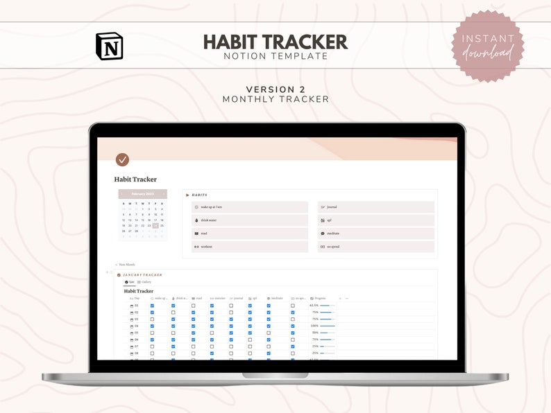 Notion Habit Tracker // Notion Dashboard | Notion Templates | Digital Habit Tracker image 4