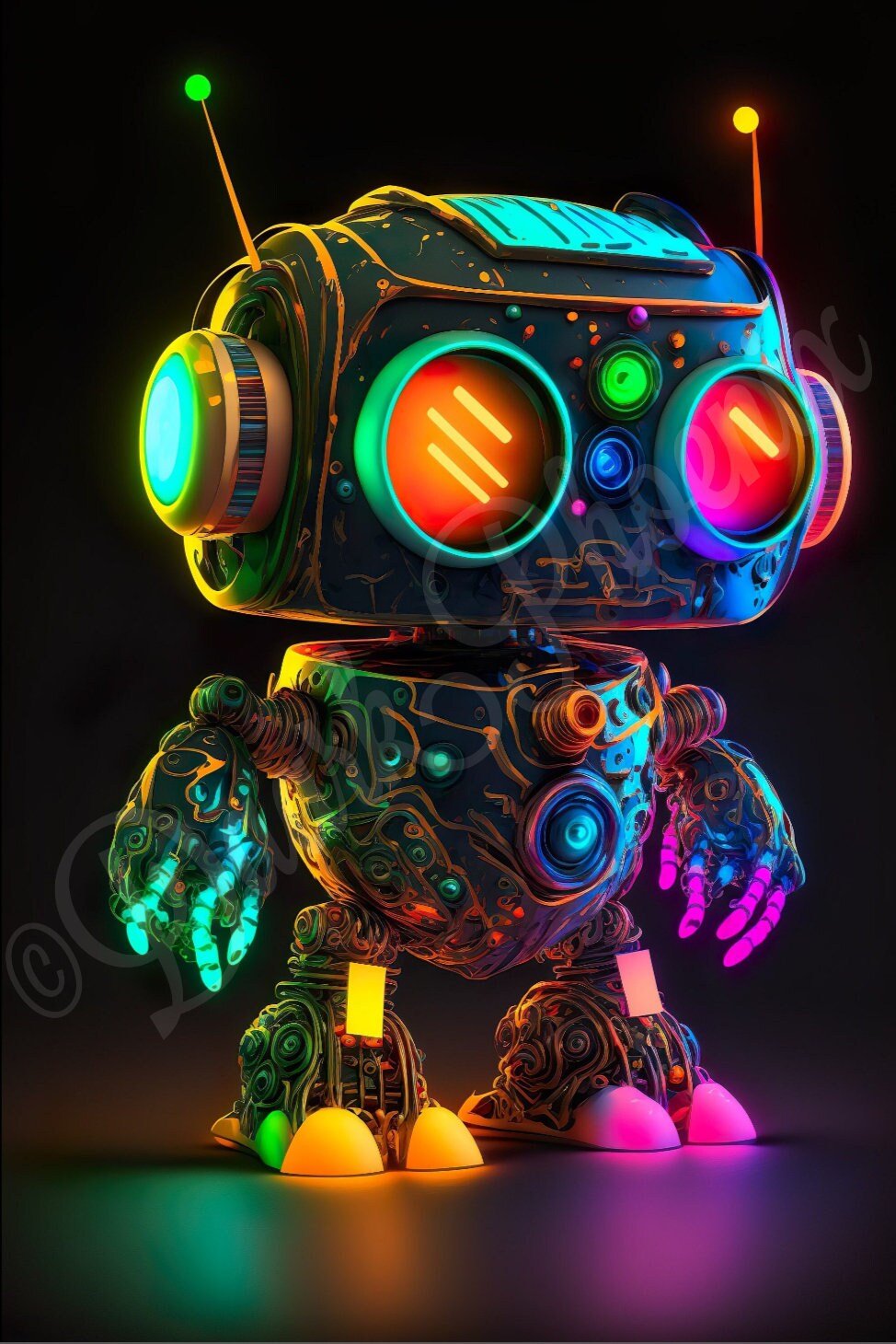 Neon Tiny Robot - Etsy