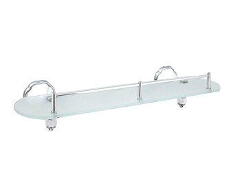 20" Frosted Glass Shelf with Rail - Flora Series - White Porcelain & Polished Chrome