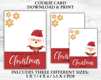 Printable Christmas Cookie Card-mini Cookie Card-santa Cookie Card - Etsy