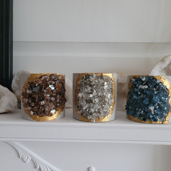 Geode Inspired Planter can be used as candle holder