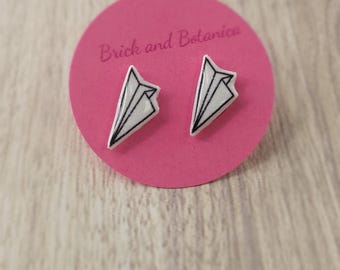 EARRINGS! Nickel free handmade origami paper airplane earrings