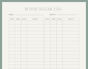 Blood Sugar Log / Printable / Digital Download Etsy Blood Sugar Log / Printable / Digital Download Etsy