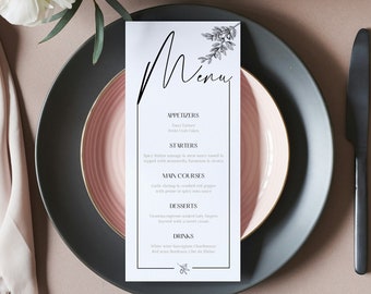 Olive Provence Italy France Wedding Menu Template, 100% Editable Online Canva, Instant Download, Printable Digital File