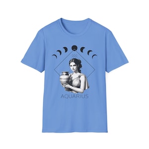 Aquarius Moon Phases T-Shirt, Zodiac Tee Shirt, Astrology Gift, Unisex Graphic Tee, Celestial Shirt for Men and Women
