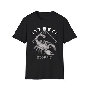 Scorpio Moon Phases T-Shirt, Zodiac Tee Shirt, Astrology Gift, Unisex Graphic Tee, Celestial Shirt for Men and Women