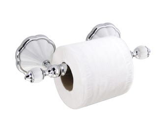 Toilet Paper Holder - Flora Series - White Porcelain & Polished Chrome