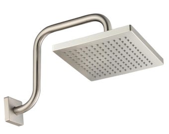 8" Square Rain Shower Head with Square Shower Arm Set - Satin Nickel