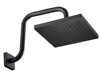 8" Square Rain Shower Head with Square Shower Arm Set - Rubbed Bronze