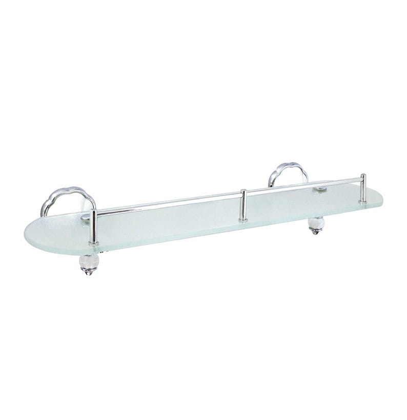 20" Frosted Glass Shelf With Rail - Flora Series - White Porcelain ...