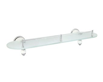 20" Frosted Glass Shelf with Rail - Arora Series - White Porcelain & Polished Chrome