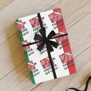 Gabagool Wrapping Paper, Funny Italian-American Gift Wrap for Foodies & Sopranos Fans, Funny Gift Wrap for Birthdays, Christmas Gifts image 1