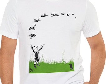 Wizard of Oz T-Shirt, Scarecrow Raising Hands to Crows, Original Illustration, , Teachers, Book Lovers Gift,  Wicked Witch