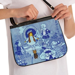 Bolso pequeño de El Mago de Oz, Dorothy en el país de los Munchkins, fans de Oz, profesores, bibliotecarios, amantes de los libros, regalo caprichoso, bruja malvada, bolso azul
