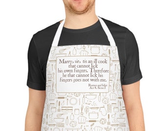 Delantal Romeo y Julieta, Accesorios de cocina literaria, Regalo divertido para amantes de Shakespeare, Profesores de inglés, Amantes de los libros, Cocineros, Bibliotecarios