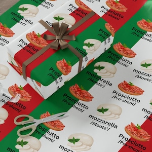 Italian Food Funny Wrapping Paper, Italian-American Slang Pro-Shoot and Mootz Gift Wrap, Funny Holiday Gift Ideas, Gag Gift, Birthday