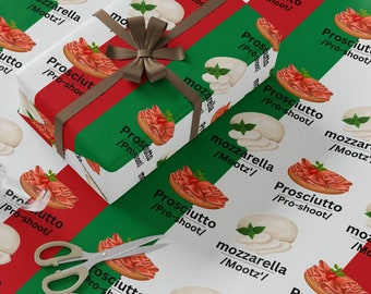 Italian Food Funny Wrapping Paper, Italian-American Slang Pro-Shoot and Mootz Gift Wrap, Funny Holiday Gift Ideas, Gag Gift, Birthday