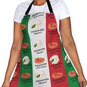 Pro-shoot & Mootz Apron, Italian Cooking Apron, Funny Gift for Chefs, Italian Flag Kitchenware, Perfect for Cooks and Foodies, Prosciutto