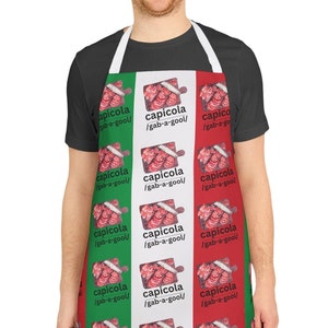 Gabagool Apron, Italian-Amerocan Cooking Apron, Funny Gift for Chefs, Italian Flag Kitchenware, Perfect for Cooks and Foodies, Capicola