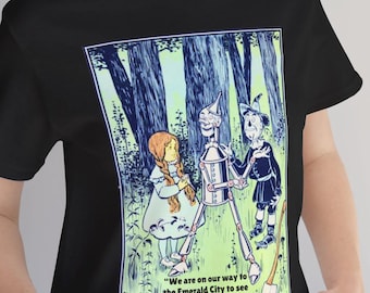 We Are on Our Way to the Emerald City" Wizard of Oz T-Shirt - Featuring Dorothy, Scarecrow & Tinman, Unisex Jersey Short Sleeve Tee
