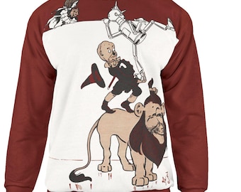 Wizard of Oz Unisex Sweatshirt, Vintage Scarecrow Tinman Lion & Dorothy, Maroon Pullover for Book Lovers, Wicked Fans, Sphere Outfit