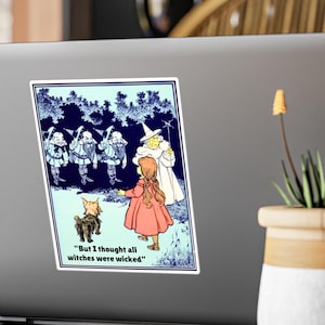 Vintage Illustration Wizard of Oz Vinyl Decals, I Thought All Witches Were Wicked Illustration Sticker, Retro Movie Art, Home Decor Decal