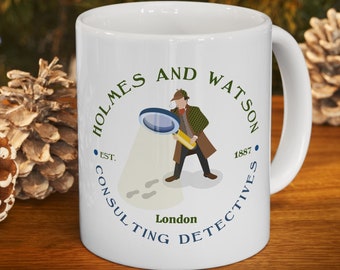 Holmes and Watson, Sherlock Holmes 11 Oz Mug, Gifts for Teachers, Librarians Bookworms, Book Club, Bookish, Literary Gifts for Men and Women