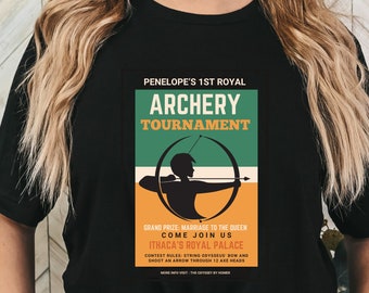The Odyssey T-Shirt, Unisex Softstyle, Greek Myth, Penelope Archery Contest, Bookish Tee, Book Lover Gift for Teachers, Ancient Greece Shirt